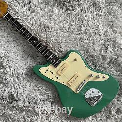 Jaguar Electric Guitar Green Ebony Fretboard 2 P90 Pickups Yellow Pickguard
