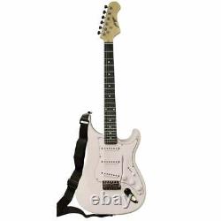 Johnny Brook Standard Electric Guitar White inc Shoulder Strap and Lead