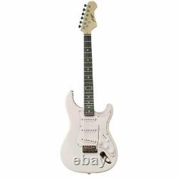 Johnny Brook Standard Electric Guitar White inc Shoulder Strap and Lead