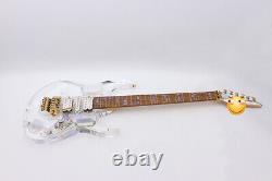 LED Light Electric guitar Crystal Guitar Body Maple Rosewood Vine Inlay Blue