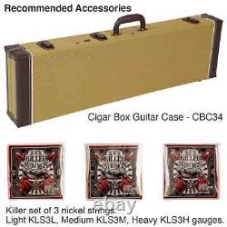 Lace Cigar Box Electric Guitar 3 String Dead Is Alive