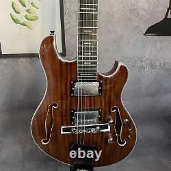 Languedoc Brown Electric Guitar HH Pickup 6 String Ebony Fretboard KOA Body