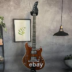 Languedoc Brown Electric Guitar HH Pickup 6 String Ebony Fretboard KOA Body
