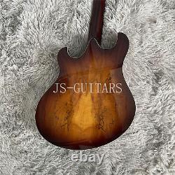 Languedoc Brown Spalted Top Electric Guitar 6 String Black Fretboard Chrome Part