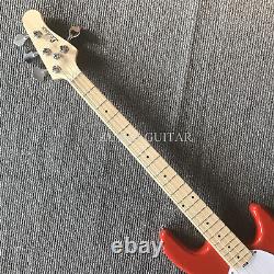 Ledux New Arrival Red Color 4-String Electric Bass Guitar Maple Neck H Pickups