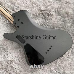 Matt Metallic Black Electric Guitar 2xP90 Pickup Black Hardware 4 Strings