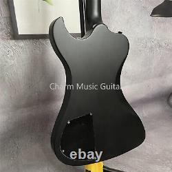 Matte Black Electric Guitar Fast Ship HH Pickups 6 Strings Dot Inlay Solid Body