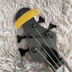 Matte Black Solid Body Electric Bass 4 Strings Maple Neck Fast Shipping