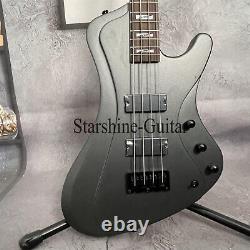 Matte Black Solid Body Electric Bass 4 Strings Maple Neck Fast Shipping