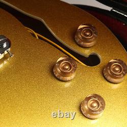 Metallic Gold LP Electric Guitar F Hole Semi-Hollow Body P90 Pickups 6 Strings