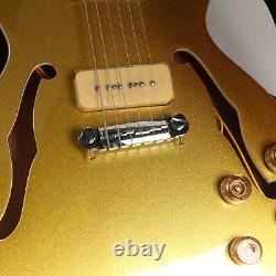 Metallic Gold LP Electric Guitar F Hole Semi-Hollow Body P90 Pickups 6 Strings