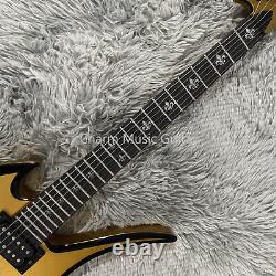Metallic Gold Special Shape Electric Guitar HH Pickups Inversion of Strings