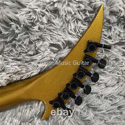 Metallic Gold Special Shape Electric Guitar HH Pickups Inversion of Strings