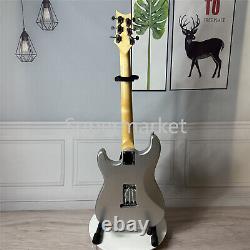Metallic Silver ST Electric Guitar White Pickguard SSS Pickup Rosewood Fretboard