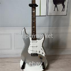 Metallic Silver ST Electric Guitar White Pickguard SSS Pickup Rosewood Fretboard