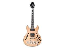 Monoprice Hollow Body 6 Strings Electric Guitar with Gig Bag Maple Body Natural