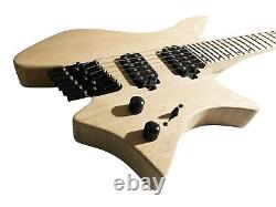 Musoo brand unfinished 6 strings fanned fret headless electric guitar