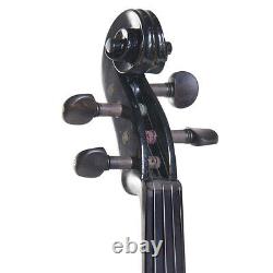 NEW 4/4 Ebony Electric Violin withPickup -Black & Style2