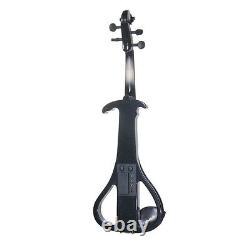 NEW 4/4 Ebony Electric Violin withPickup -Black & Style4