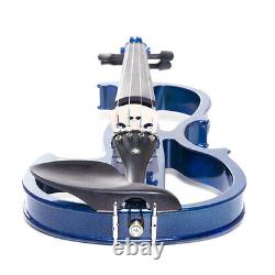 NEW 4/4 Ebony Electric Violin withPickup -Blue & Style-2