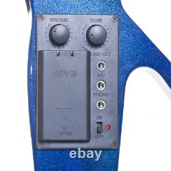NEW 4/4 Ebony Electric Violin withPickup -Blue & Style-3