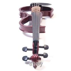 NEW 4/4 Ebony Electric Violin withPickup-Mahogany, Style-2