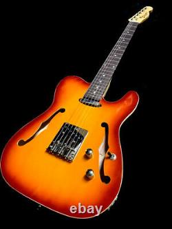 NEW 6 STRING TELE STYLE double f hole SEMI HOLLOW TOBACCO BURST ELECTRIC GUITAR