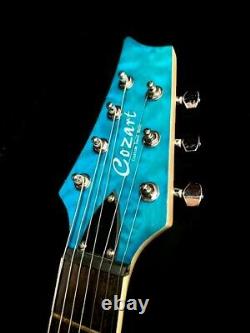 NEW 7 STRING QUILTED MAPLE BLUE BURST SEMI HOLLOW ELECTRIC GUITAR With GIG BAG