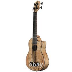 NEW Kala U-BASS Spalted Maple Cutaway Acoustic Electric Bass Ukulele with Bag