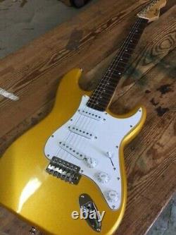 New 6 String Full Sized Golden Metalic Strat Style Electric Guitar