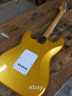 New 6 String Full Sized Golden Metalic Strat Style Electric Guitar