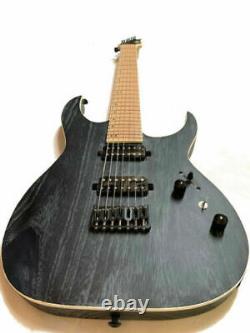 New Custom 7 String Black Wood Grain Finish Electric Guitar-amazing Tone