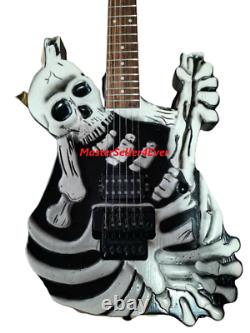 New George Lynch's Guitar Black Skull Bones Carved Body Guitar Electric 6 String