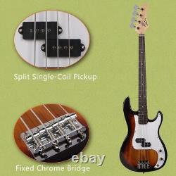 New Glarry Electric GP Bass Guitar 4 String Split Pickup Pickguard Sunset