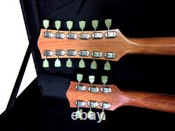 New Sg Style 12/6 String Double Neck Natural Solid Electric Guitar & Hard Case