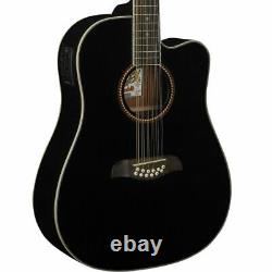 Oscar Schmidt OD312CEB 12-String Dreadnought Acoustic Electric Guitar, Black