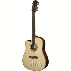 Oscar Schmidt OD312CELH Left Handed 12-String Acoustic Electric Guitar, Natural