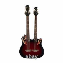 Ovation Double Neck Acoustic Electric 6/12-String Guitar Red Burst With Case