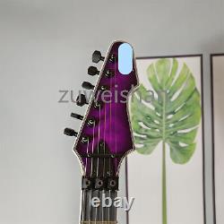 Purple Electric Guitar 6 String H H Pickups Floyd Rose Bridge Black Parts