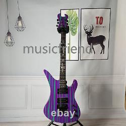 Purple Green Streak Electric Guitar 6 String Folyd Rose Bridge Black Parts