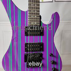 Purple Green Streak Electric Guitar 6 String Folyd Rose Bridge Black Parts
