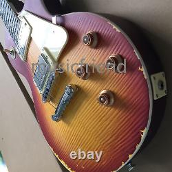 Quality Cherry Sunburst 6 String Electric Guitar H H Pickups Ebony Fingerboard