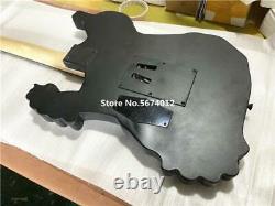 Quality Musical Instrument Black Skull Bone Carved Body Guitar Electric 6 String