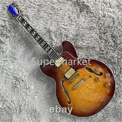 Quilted Maple Veneer 6 String Sunburst Electric Guitar Mahogany Body Gold Part