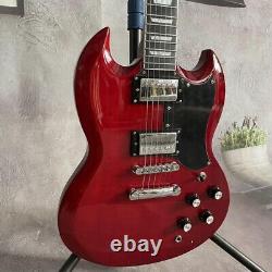 Red Electric Guitar Solid Body Top Quality Black Fretboard Black Pickguard