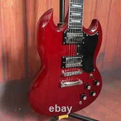 Red Electric Guitar Solid Body Top Quality Black Fretboard Black Pickguard