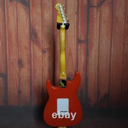 Red Solid Body Electric Guitar Strings Through Body 21 Frets Black Fretboard