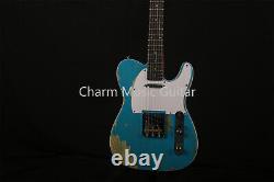 Relic Finish Blue TL Electric Guitar Factory Dot Inlay Fast Ship 6 Strings