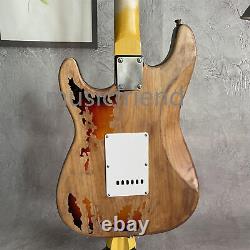 Relic Solid Natural Electric Guitar 3S Pickups Chrome Parts Black Fretboard