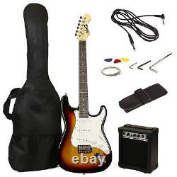 RockJam Full Size Electric Guitar Kit with Amp Strap Bag Whammy Strings Sunburst